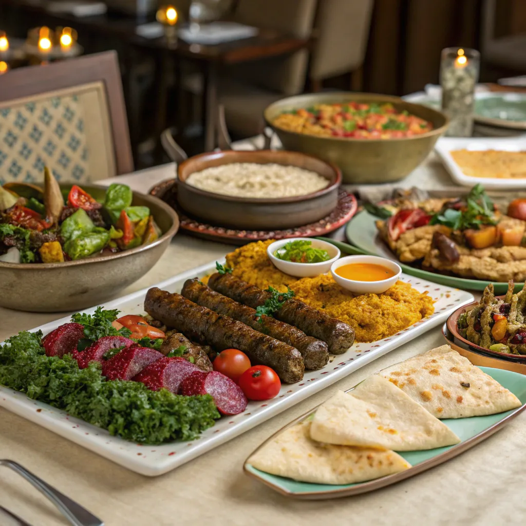 A feast of traditional Syrian dishes